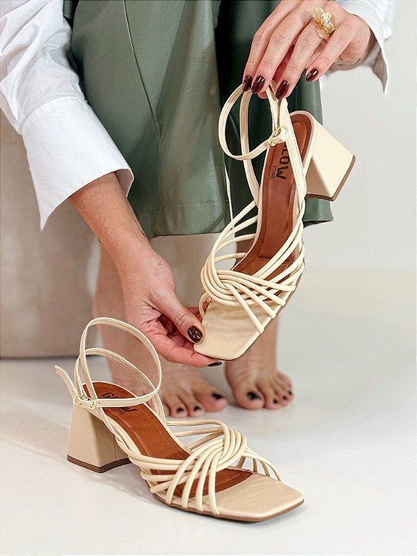 Sandália Feminina Bico Quadrado Angelina - Off White