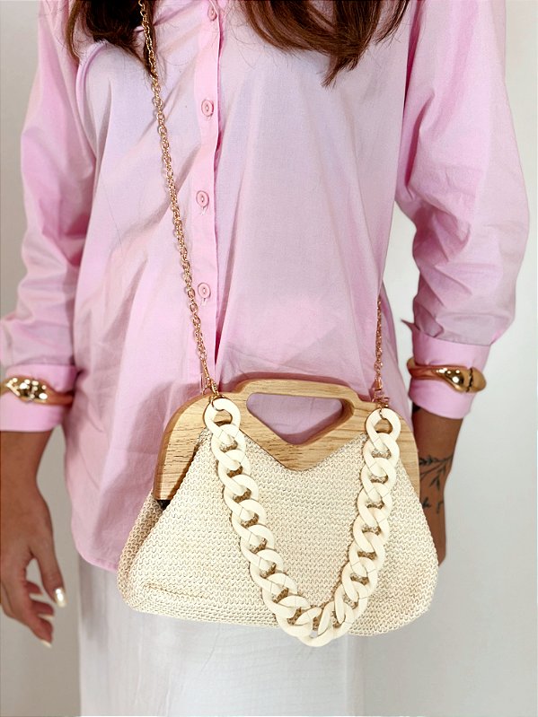 Bolsa Feminina Alça em Acrílico Laís – Palha Off White