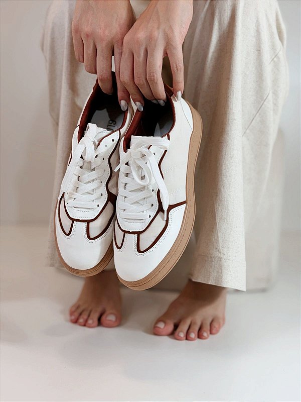 Tênis Feminino Jess – Branco Com Marrom