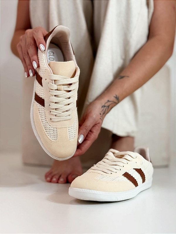 Tênis Feminino Inspira Samba – Off White e Marrom