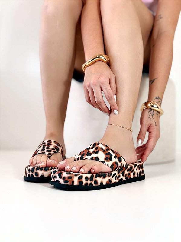 Sandália Flatform Feminina Aurora – Onça / Animal Print