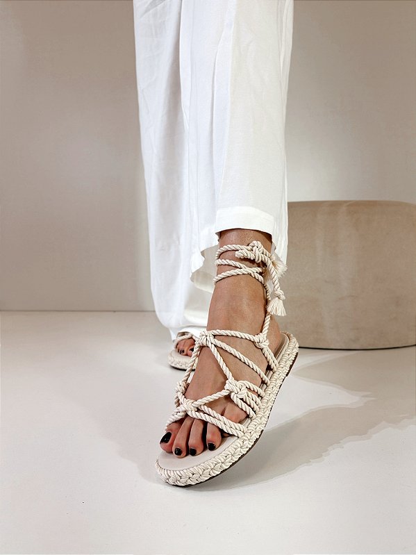 Rasteira Feminina em Corda Saori – Off White