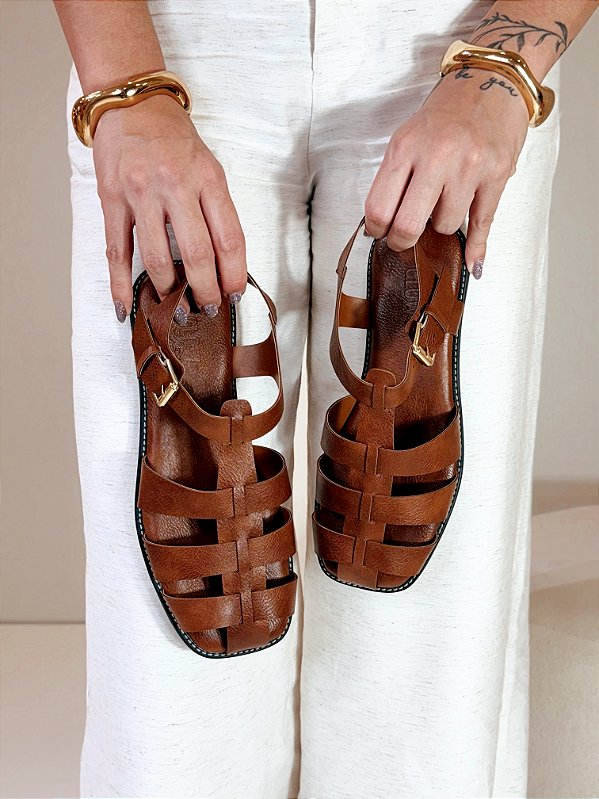 Rasteira Feminina Milaine Pescadora – Marrom