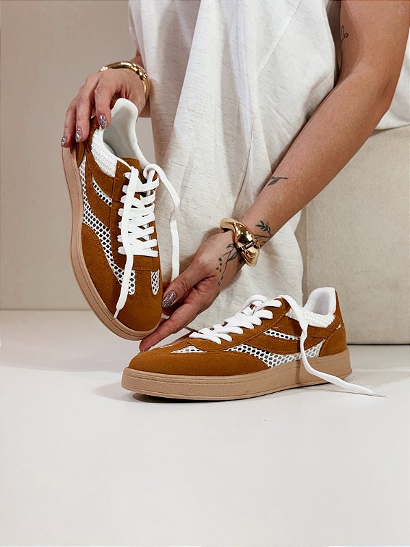 Tênis Feminino Mavie – Caramelo / Branco
