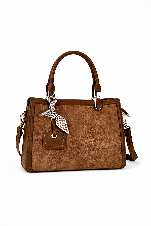 Bolsa Feminina Lucca – Caramelo com Tecido Texturizado