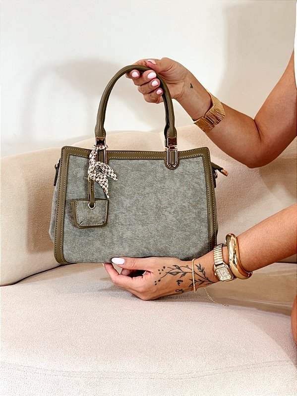 Bolsa Feminina Lucca – Verde Oliva com Tecido Texturizado
