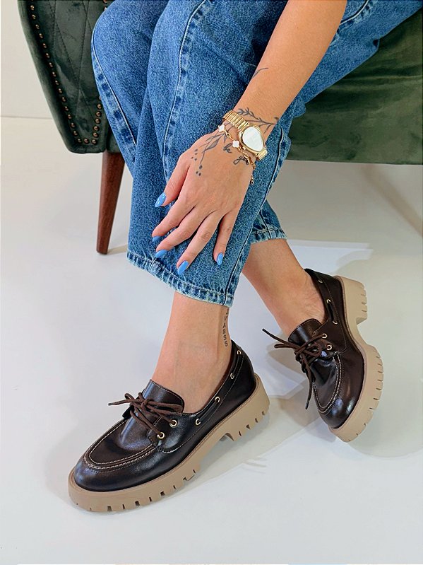 Oxford Feminino Julia – Café com Sola Tratorada