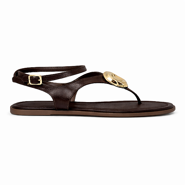 Rasteira Feminina Amabile – Cacau Destroyed com Peça Dourada