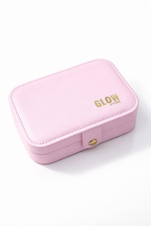 Porta Joias Glow Store – Rosa com Acabamento Dourado