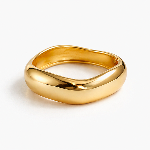 Bracelete Feminino Dourado Orgânico Minimalista