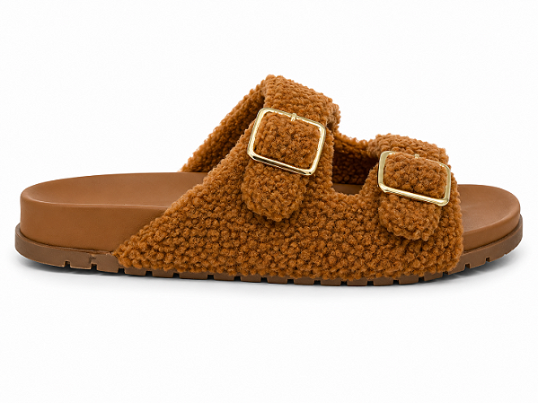 Chinelo Feminino Mel – Caramelo com Fivelas