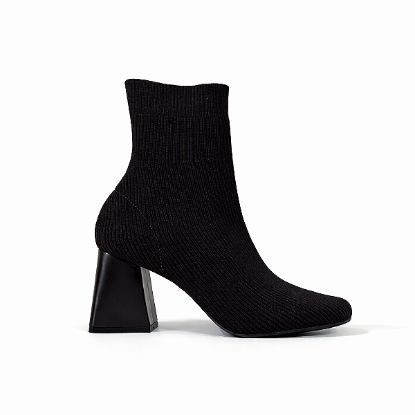 Bota Meia Feminina Duda – Preta Knit com Salto 7cm