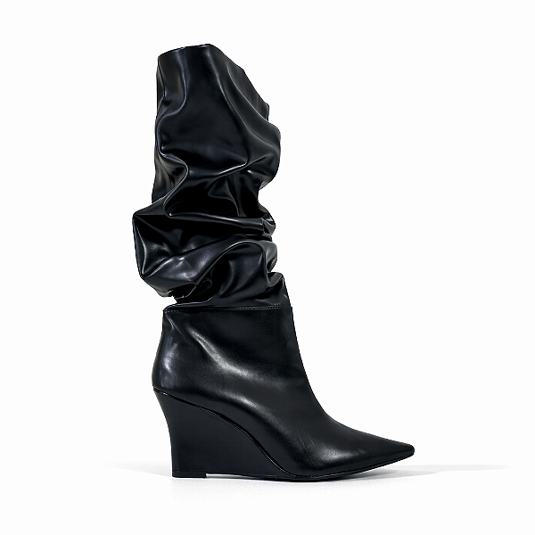 Bota Feminina Zoe – Preta Cano Médio com Salto Anabela