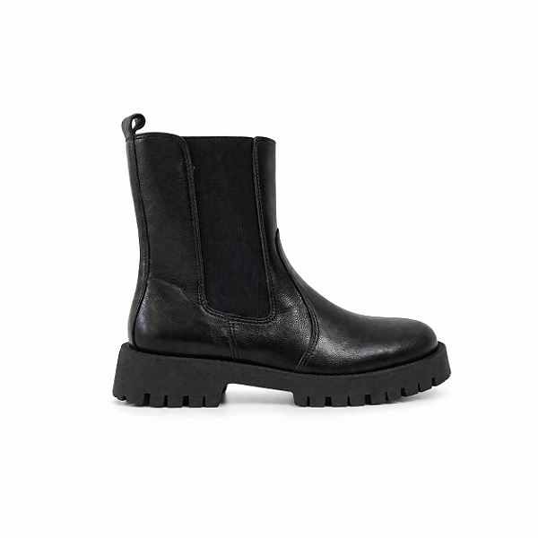 Bota Feminina Taina - Coturno Preto Cano Médio Tratorado | Glow Store