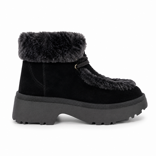 Bota Feminina Adeline – Preta com Pelo e Plataforma | Glow Store