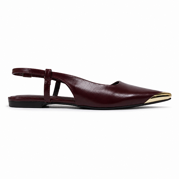 Sapatilha Feminina Firenze Marsala com Bico Dourado | Glow Store