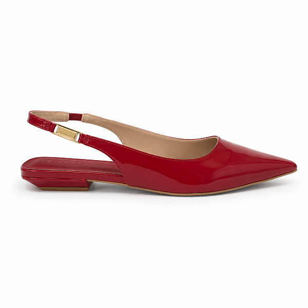 Slingback Feminino Lorena - Vermelho Scarlet Verniz | Glow Store