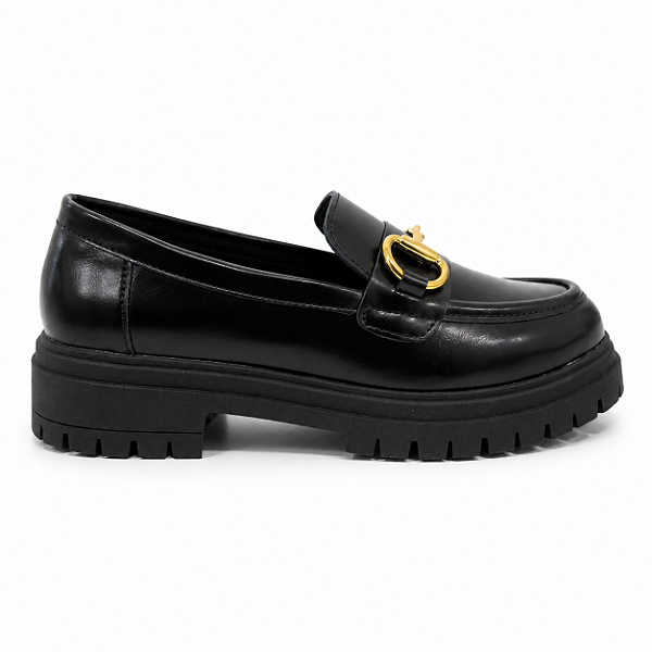 Mocassim Feminino Sabrina - Preto Tratorado | Glow Store