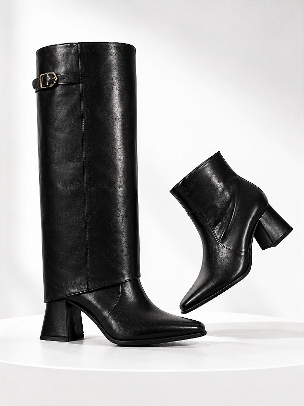 Bota Feminina Anna - Preta 2 em 1 com Capa Removível | Glow Store