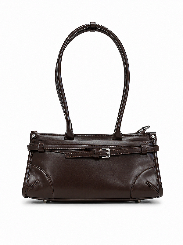 Bolsa Feminina Priscila - Café Estruturada com Chaveiro