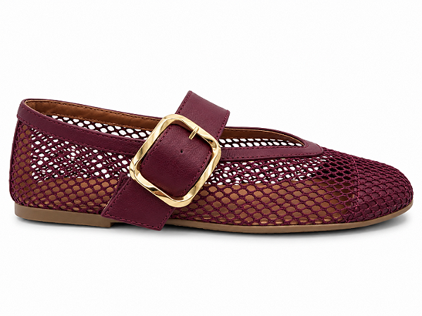 Sapatilha Feminina Malu - Marsala em Tela com Fivela