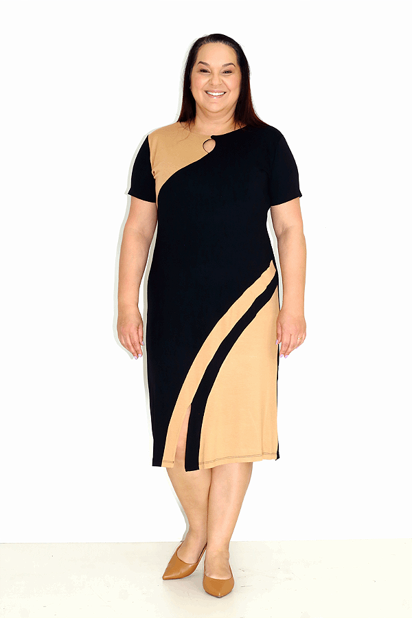 Vestido em Viscolycra com detalhes de Gota