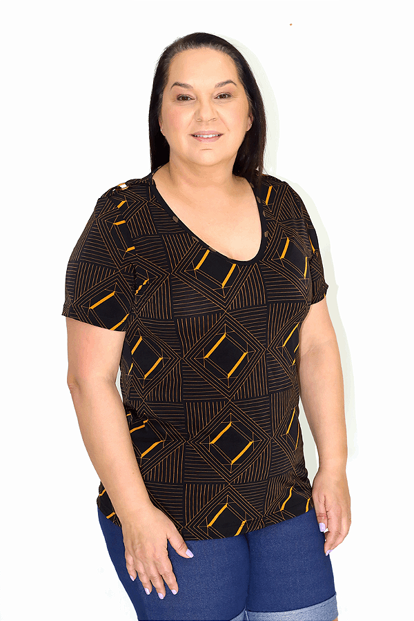 Camisa em Liganete com Martingale Argola no Ombro