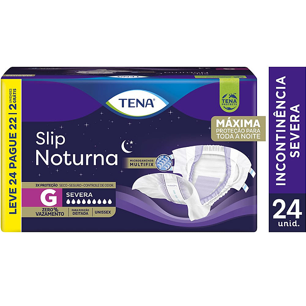 Fralda Adulto Tena Slip Noturna Pacote C/24 Unidades