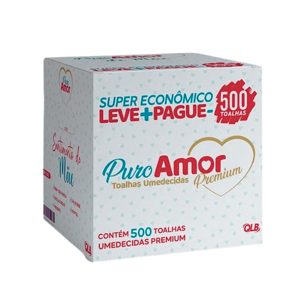 Toalha Umedecida Puro Amor LV+PG-500 toalhas