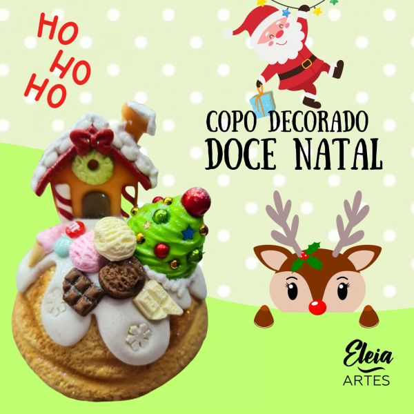 Copo decorado doce natal