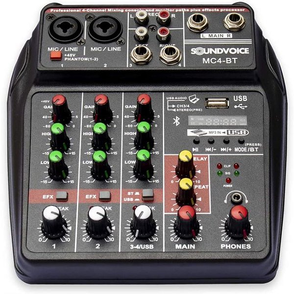 Mesa de som compacta SoundVoice MC4BT interface