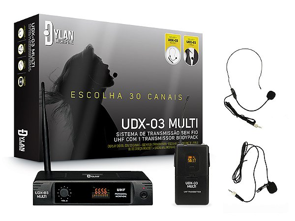 Sistema sem fio headset e lapela Dylan UDX03 MULT