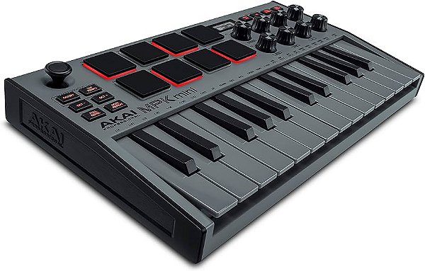 TECLADO CONTROLADOR AKAI MPK MINI PRETO 25 TECLAS