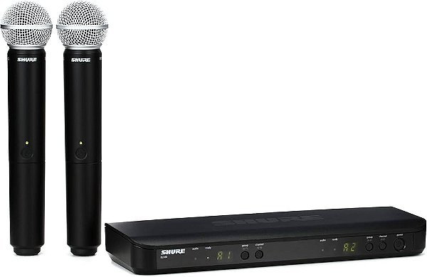 Microfone sem fio duplo de mão Shure BLX288/SM58