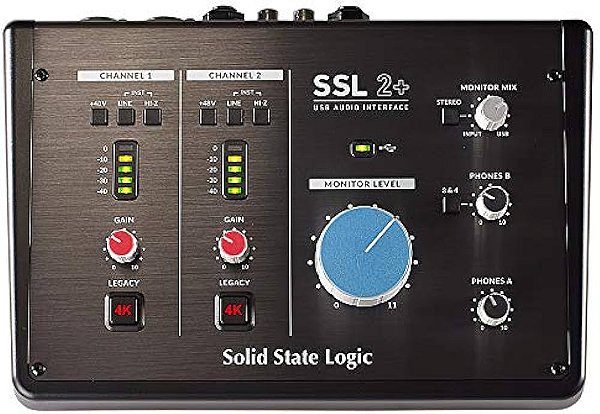 Interface de áudio USB 2x4 entradas e MIDI SSL 2+ Plus