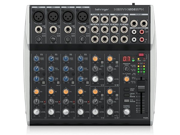 Mesa de Som 12 Canais Behringer Streaming USB XENYX 1202SFX