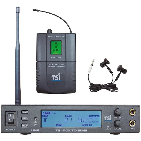Monitor Pessoal In Ear Sem Fio PONTO-IEM 8 - TSI
