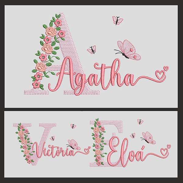 Kit 152 Nomes Florais Sobrepostos Matriz de bordado alfabeto floral sobreposto com nomes femininos
