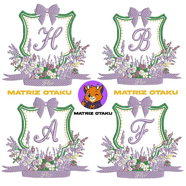Alfabeto moldura Floral Princesa 26 letras em 3 tamanhos diferentes