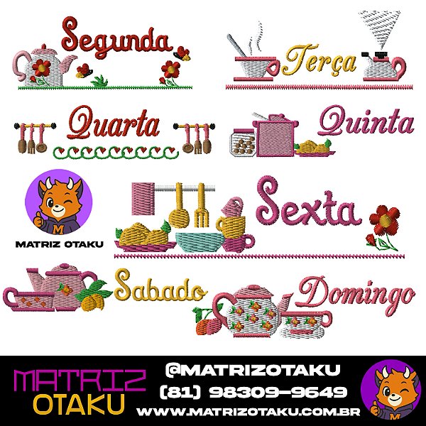 Matriz de bordado Semaninha coleção 7 Matrizes Cozinha