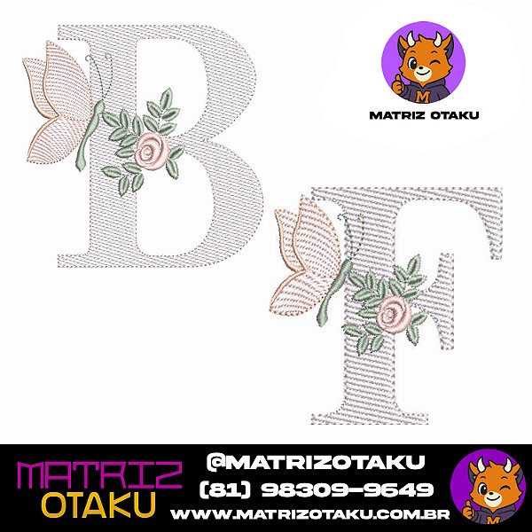 Matriz De Bordado - Alfabeto Borboleta E Flor