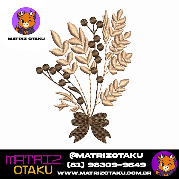 Matriz de Bordado Buque Floral 9cm Matriz Otaku