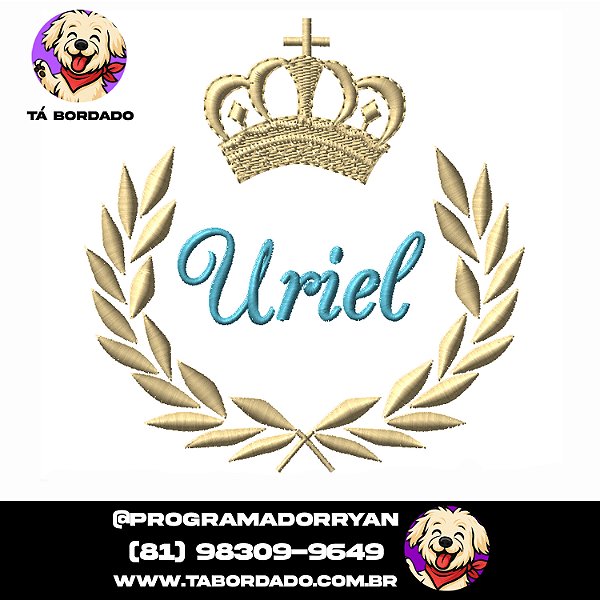 Matriz de Bordado Ramos com Coroa