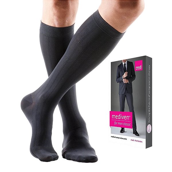 Meia Medi For Men Classic 20-30 mmHg 3/4 Cor Preto