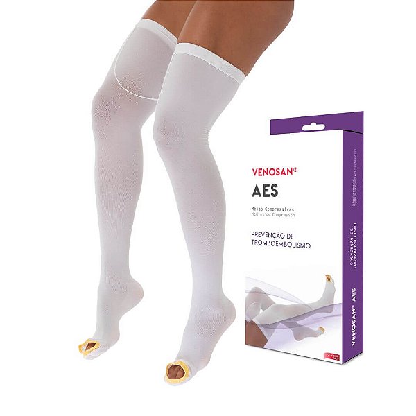 Meia Venosan Antitrombo 18 mmHg 7/8 Meia Coxa Cor Branco