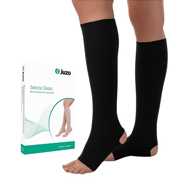 Meia Selecta Classic Malha Plana 30-40 mmHg 3/4 Cor Preto