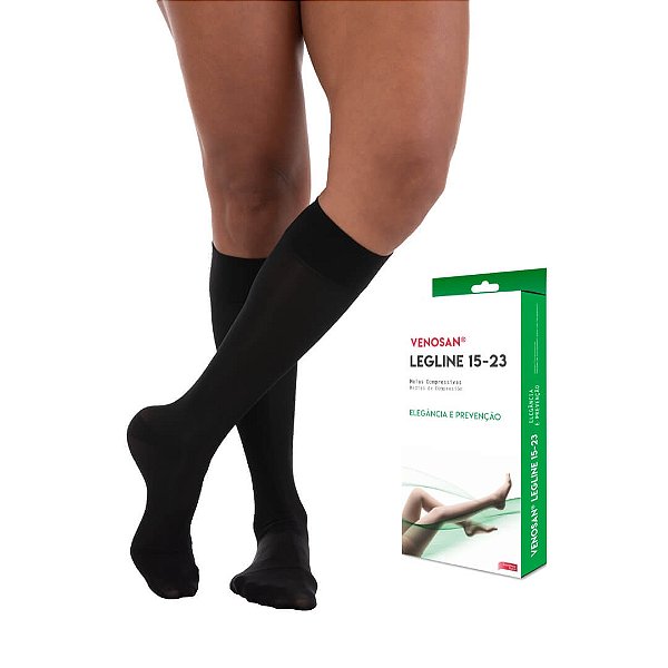 Meia Venosan Legline 15-23 mmHg 3/4 Panturrilha cor Preto