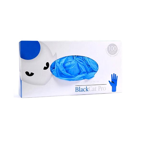 Luva Nitrílica Electric Ink Azul Sem  Pó Tamanho P