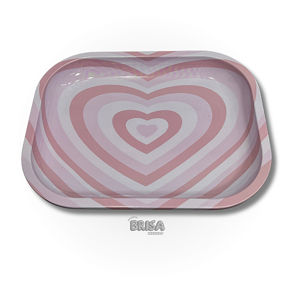 Bandeja Metal Coração Rosa