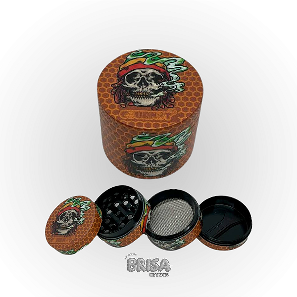 Dichavador De Metal Caveira 4 Partes Médio Laranja